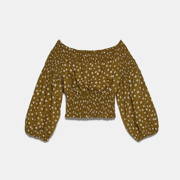 Zara Tops - Zara Floral Off The Shoulder Crop Top